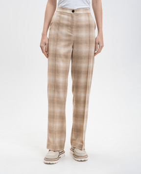 Woolrich Beige checked wool pants CFWWTR2012FRUT5008
