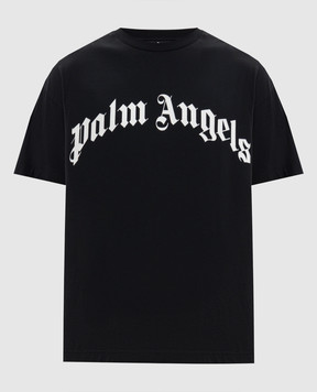 Palm Angels Black T-shirt with contrast logo PMAA109S26JER00G
