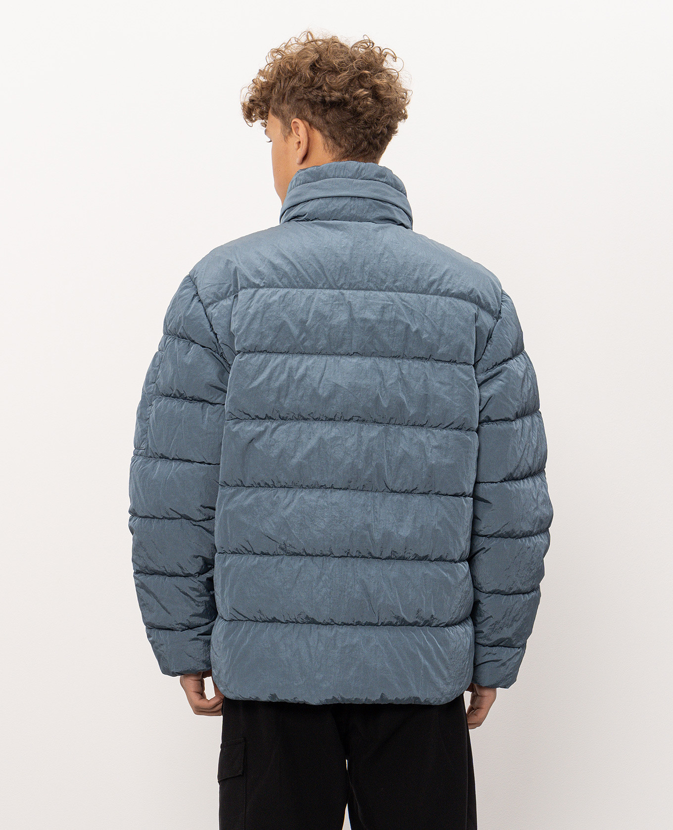 Blue down jacket with logo patch C.P. Company 4
