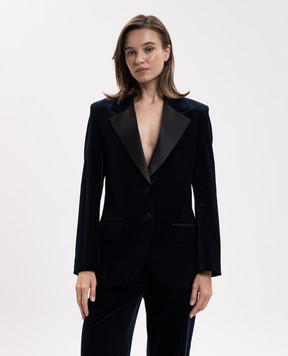 Victoria Beckham Camilla blue velvet jacket 1425WJK007244B
