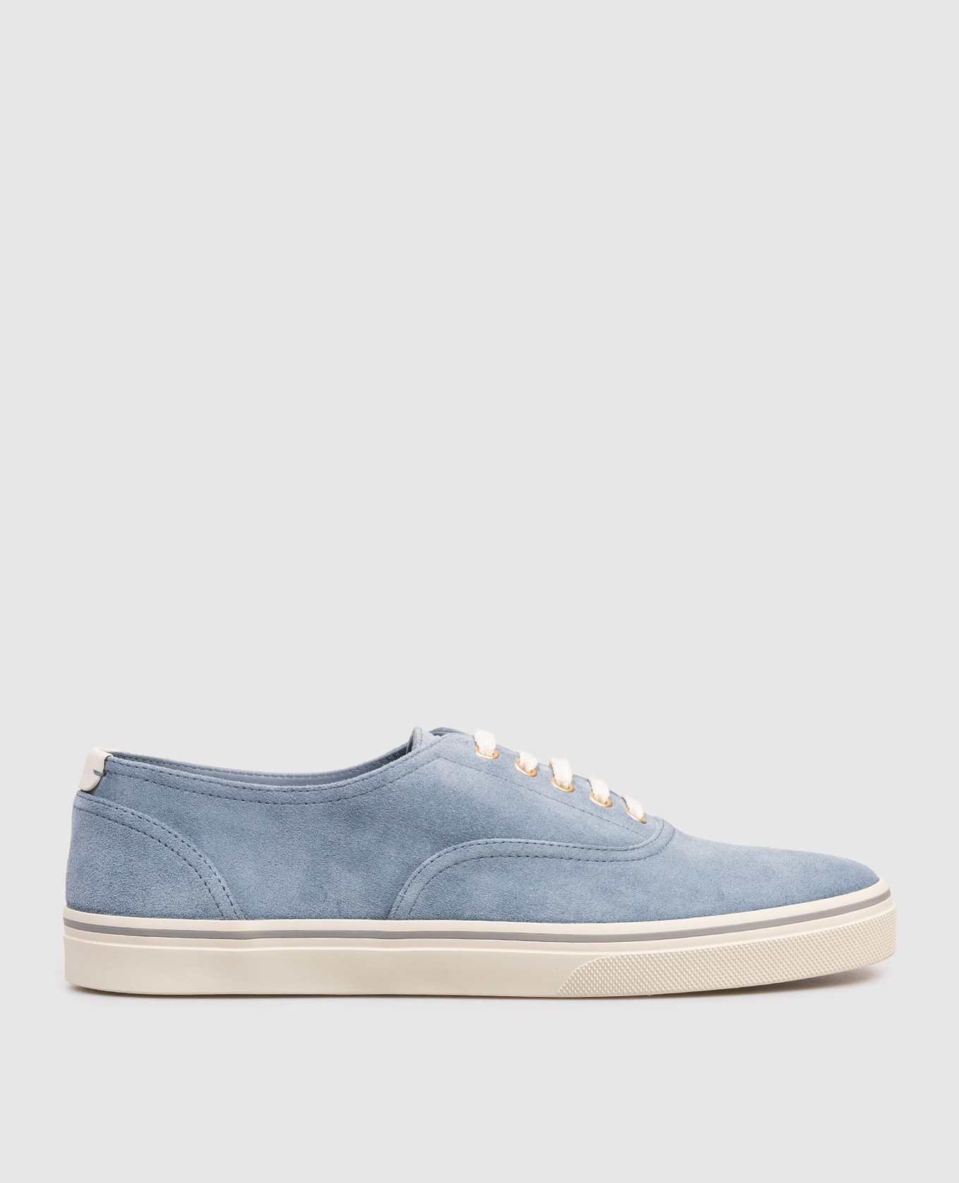 Blue suede sneakers with logo patch