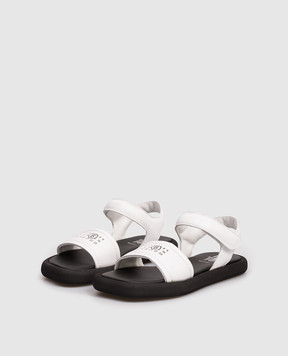 Maison Margiela MM6 Children's white leather sandals with logo 823903035