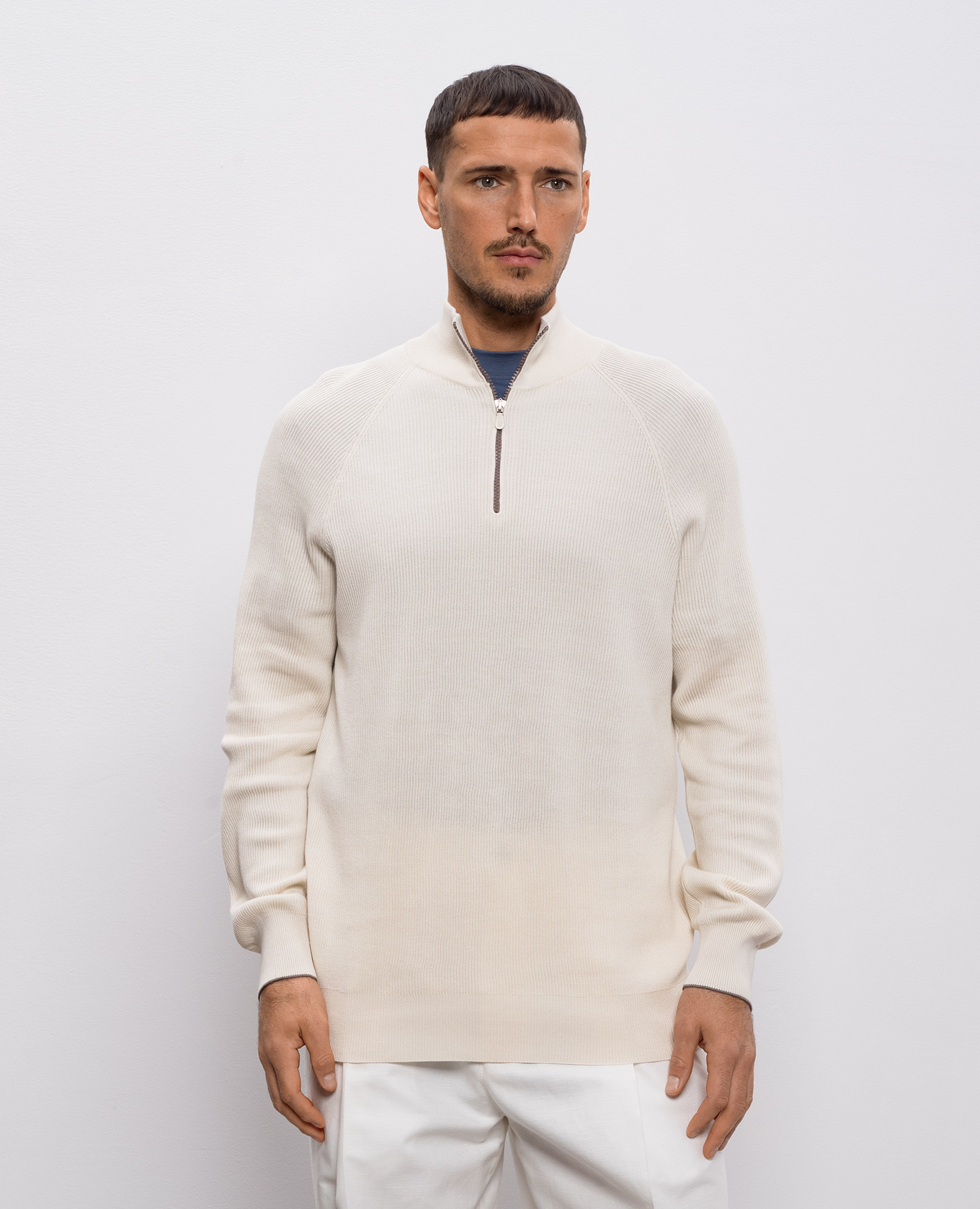 

White jumper with zipper Brunello Cucinelli