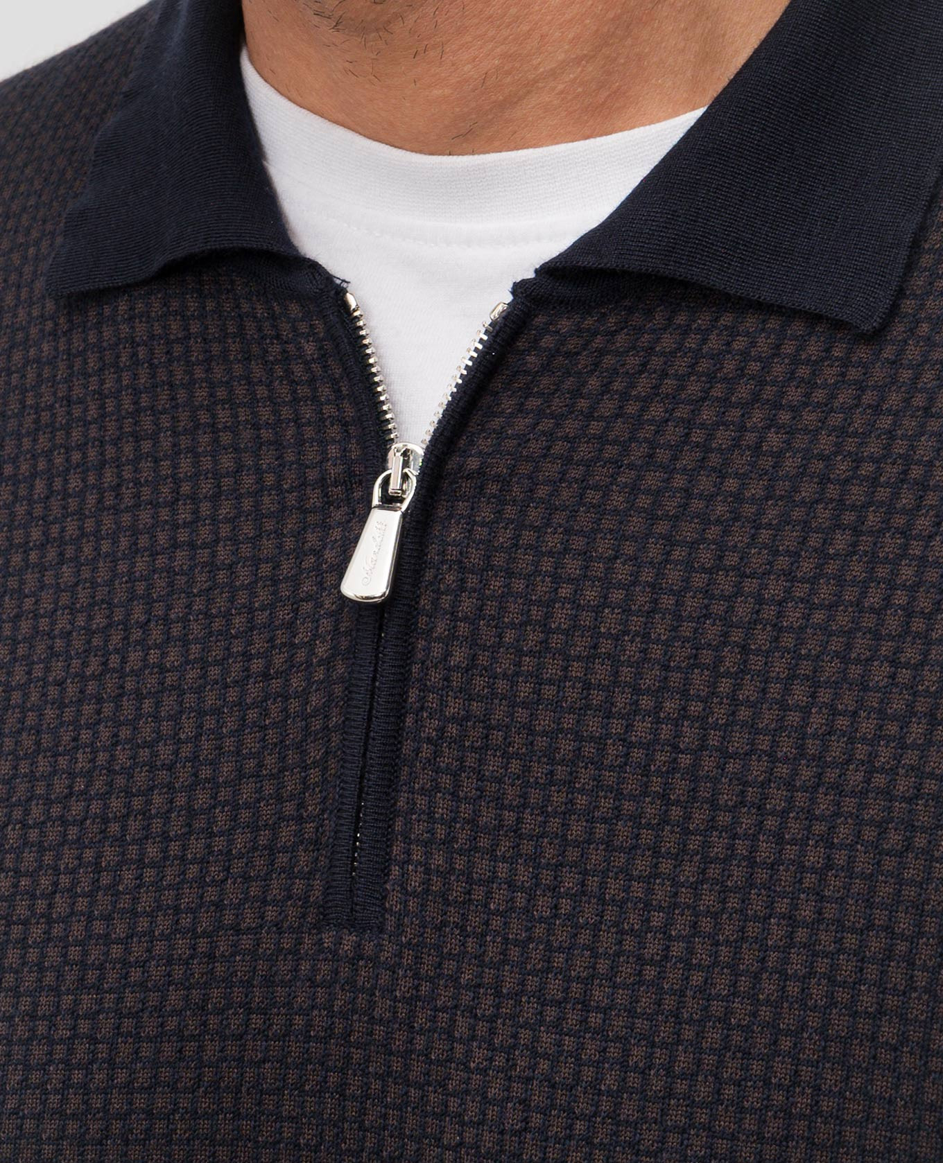 

Blue wool and silk polo shirt Enrico Mandelli