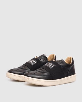 Maison Margiela MM6 Black leather sneakers with logo 839213135
