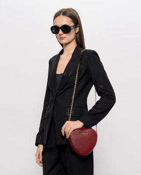 Twinset Burgundy cross-body bag with textured logo 262TL8042