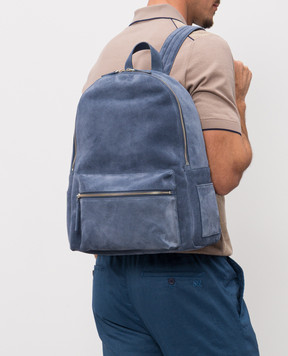 Orciani Laio Peach blue suede backpack P00711SEN