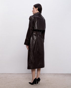 Babe Pay Pls Brown leather trench coat 2409AMAZON
