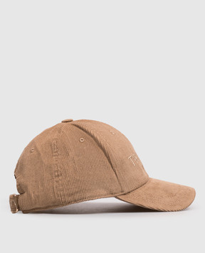 Twinset Brown corduroy cap with logo embroidery 262TA4120