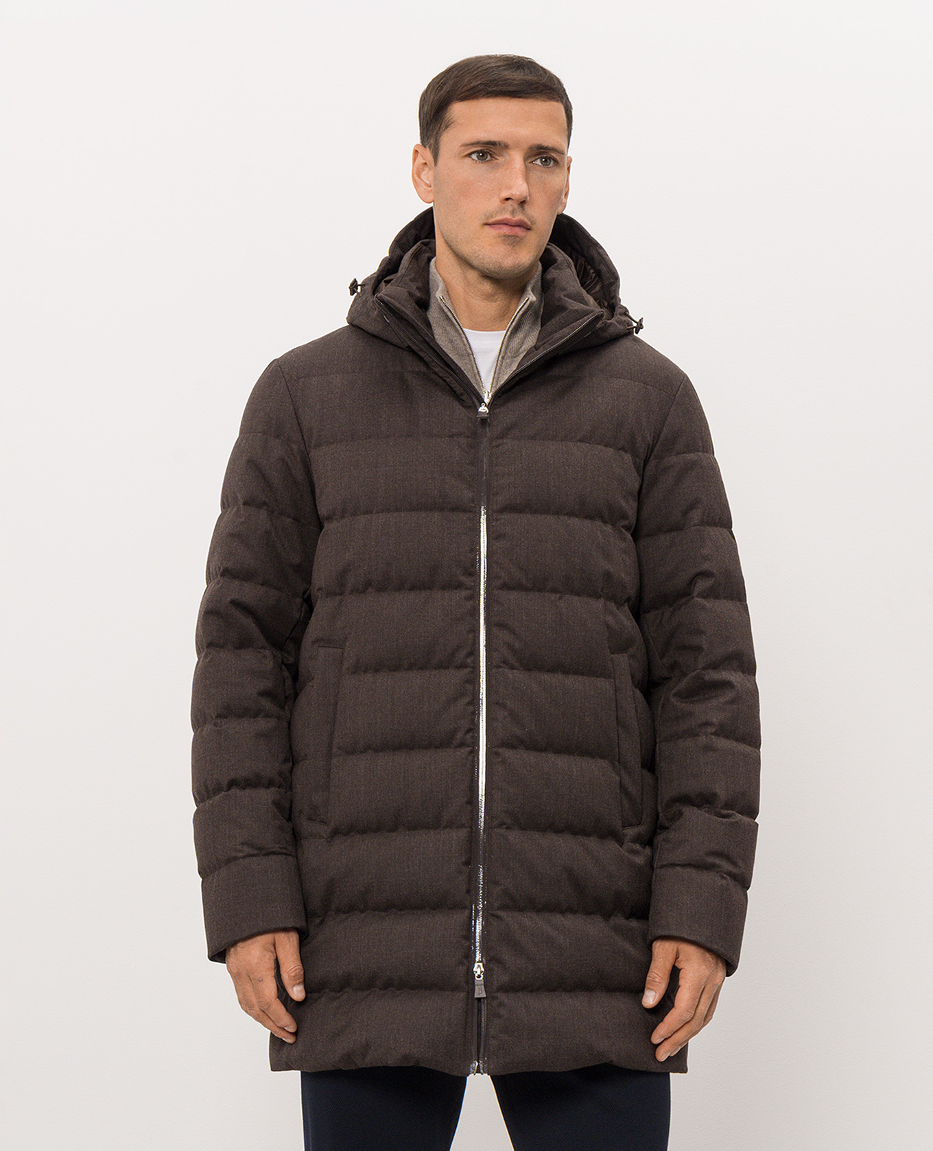 Brown down jacket with wool Herno 3