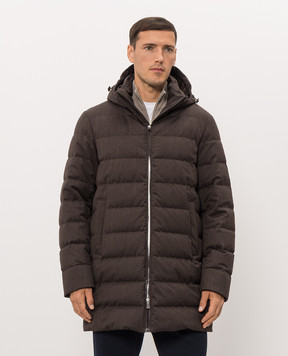 Herno Brown down jacket with wool PI001399U33529