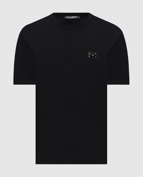 Dolce&Gabbana Black T-shirt with metallic felt G8PT1TG7P1B