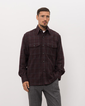 ISAIA Burgundy checkered shirt OSH01798158
