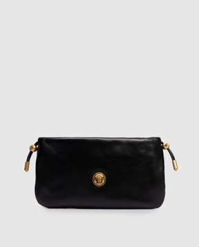 Versace Black leather satchel bag with textured emblem 10243201A17449