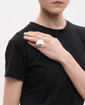 Reco White ring with textured image AN194S