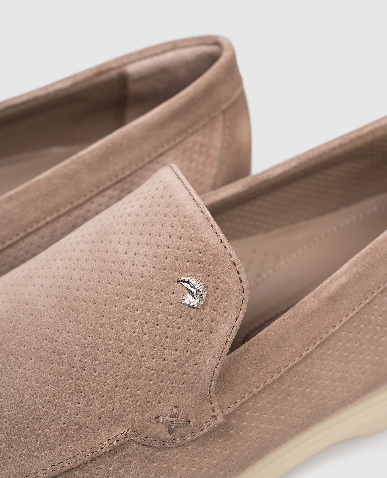 

Beige suede loafers with perforations Stefano Ricci