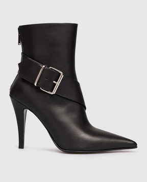 Alexander McQueen Black leather Heron Buckle ankle boots 846022WIAJD