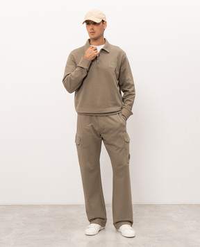 C.P. Company Khaki polo sweatshirt with logo embroidery MSS026A005086W