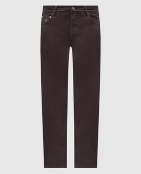 Brunello Cucinelli Dark brown jeans with logo patch M277PD3210