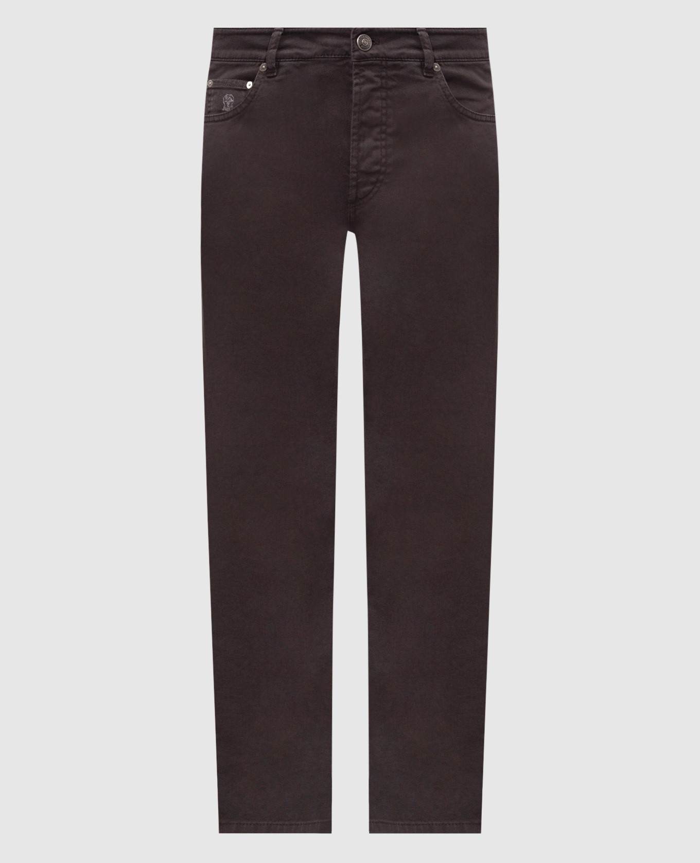Dark brown jeans with logo patch