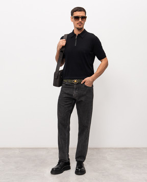 Stefano Ricci Black silk polo shirt K616006Z41F26102