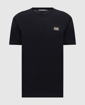 Dolce&Gabbana Blue T-shirt with logo patch G8PT1TG7P1B