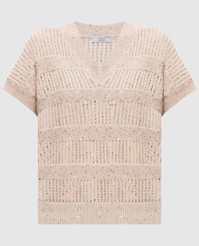 Peserico Beige top with sequins S99122F0509110