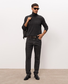 Tom Ford Gray cashmere and silk turtleneck KRL054YMK073