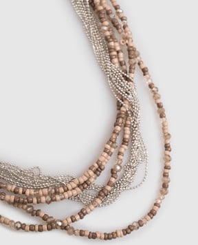 Peserico Brown layered necklace with crystals and monil chain S35516C0CC814