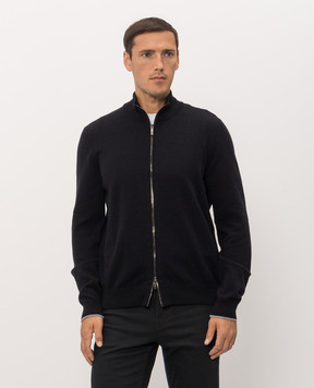 Peserico Navy blue wool and cashmere cardigan R59532F129V470