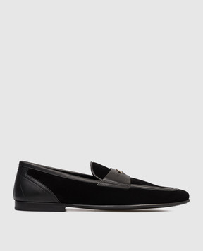 Dolce&Gabbana Black suede loafers with DG logo monogram A50741A0084