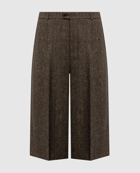Saint Laurent Brown culottes with patterned wool 866251Y3L22