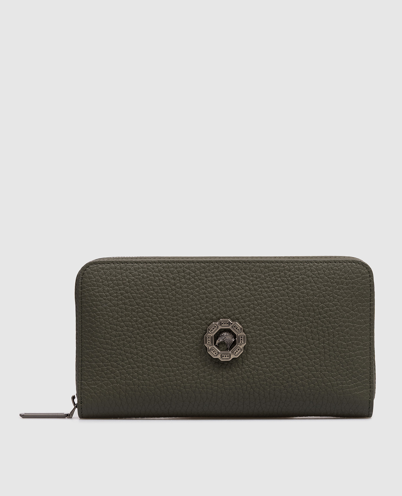 

Khaki leather wallet with emblem Stefano Ricci