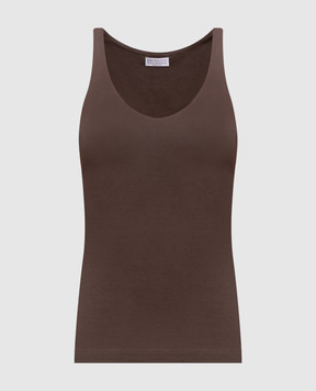 Brunello Cucinelli Brown T-shirt with monil chain M0T18DO100