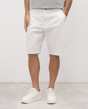 Balmain White denim shorts with logo patch GH1MA045DG14
