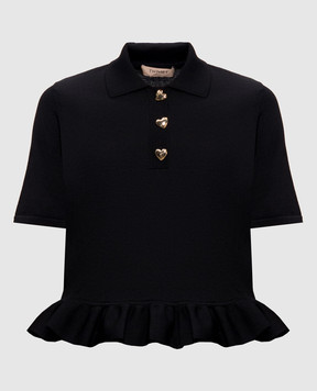 Twinset Black polo with ruffle 262TP3141