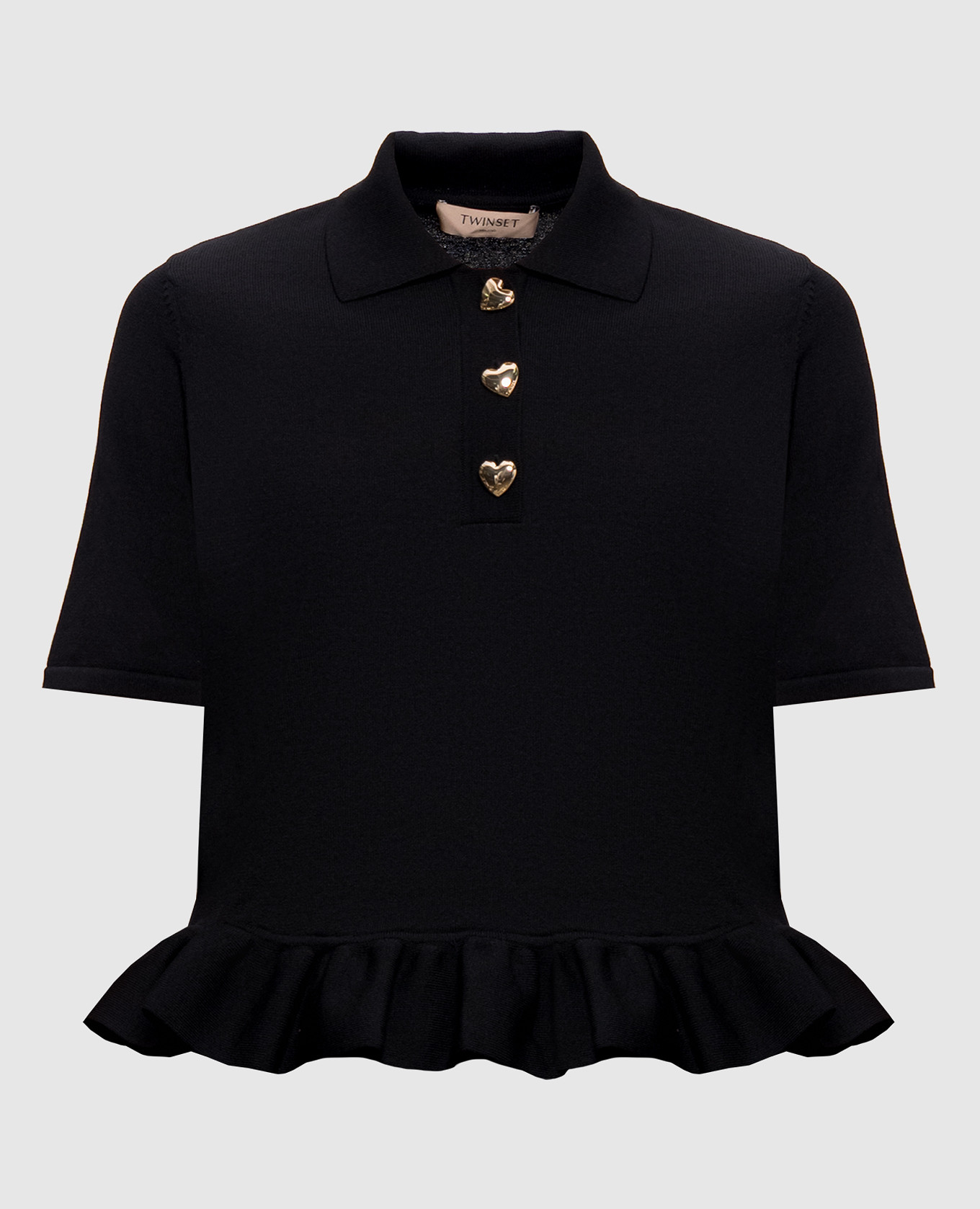 Black polo with ruffle Twinset
