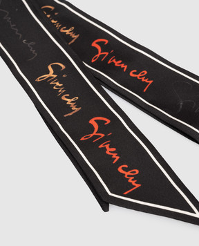 Givenchy Black silk twill ribbon with logo print 710010140001