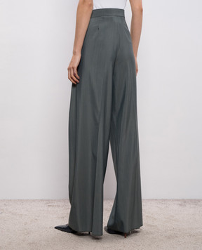 Max Mara GIALLO green wool and silk high-rise trousers MXMGIALLO