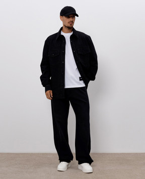 Balmain Black denim jacket with print HH1HC160DG40