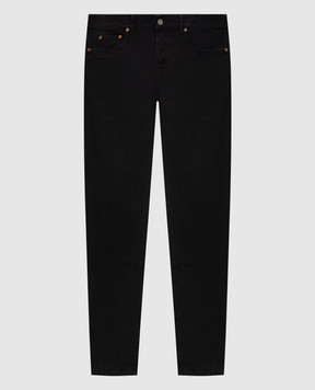 Saint Laurent Black jeans with leather patch 854129Y07YD