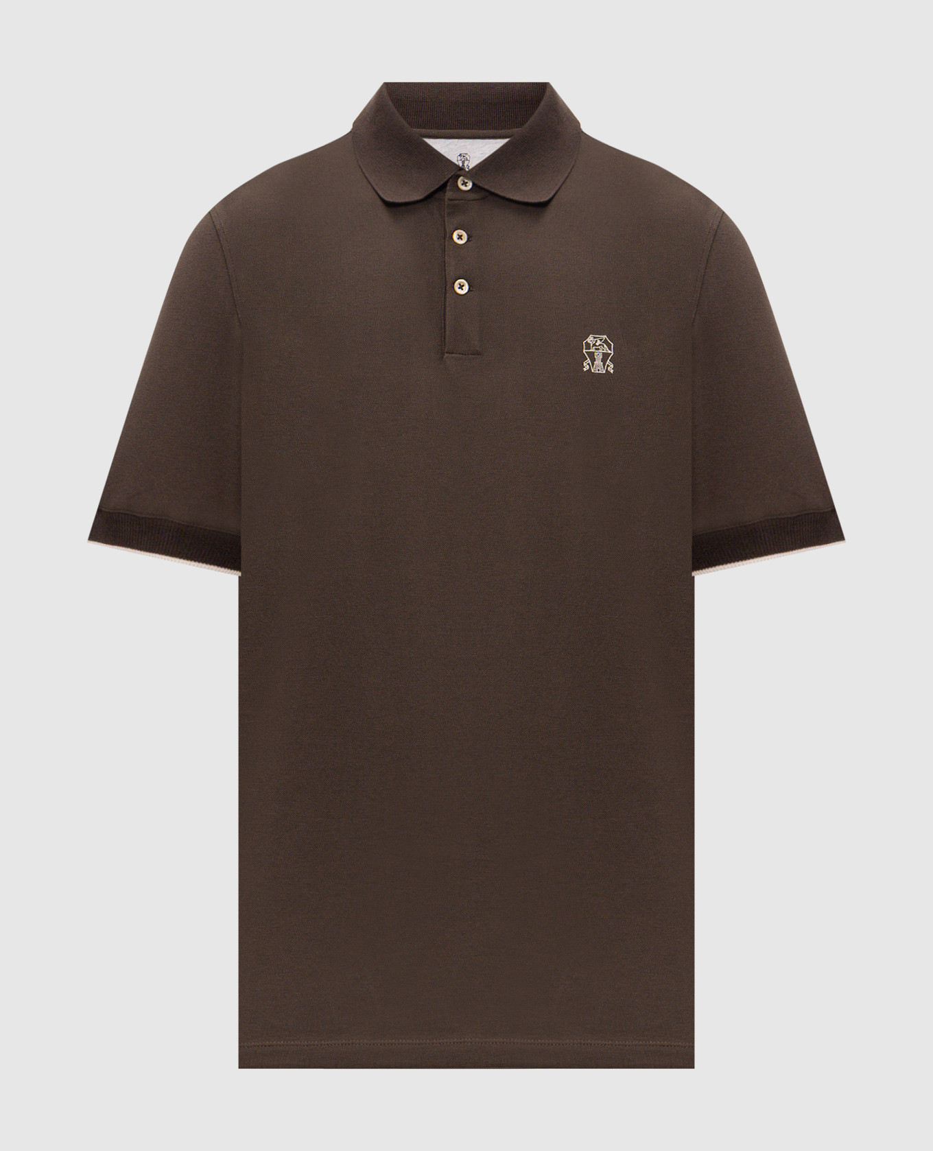 Brown polo shirt with logo print