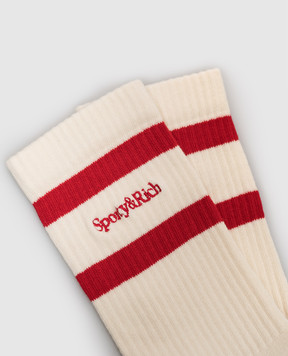 Sporty & Rich Ivory socks with logo embroidery AC02685300WH112