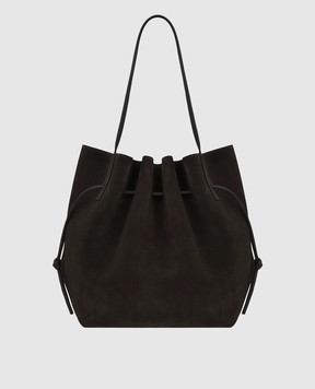 YUZEFI Dark brown suede Scallop tote bag SCALLOPTOTESUEDE