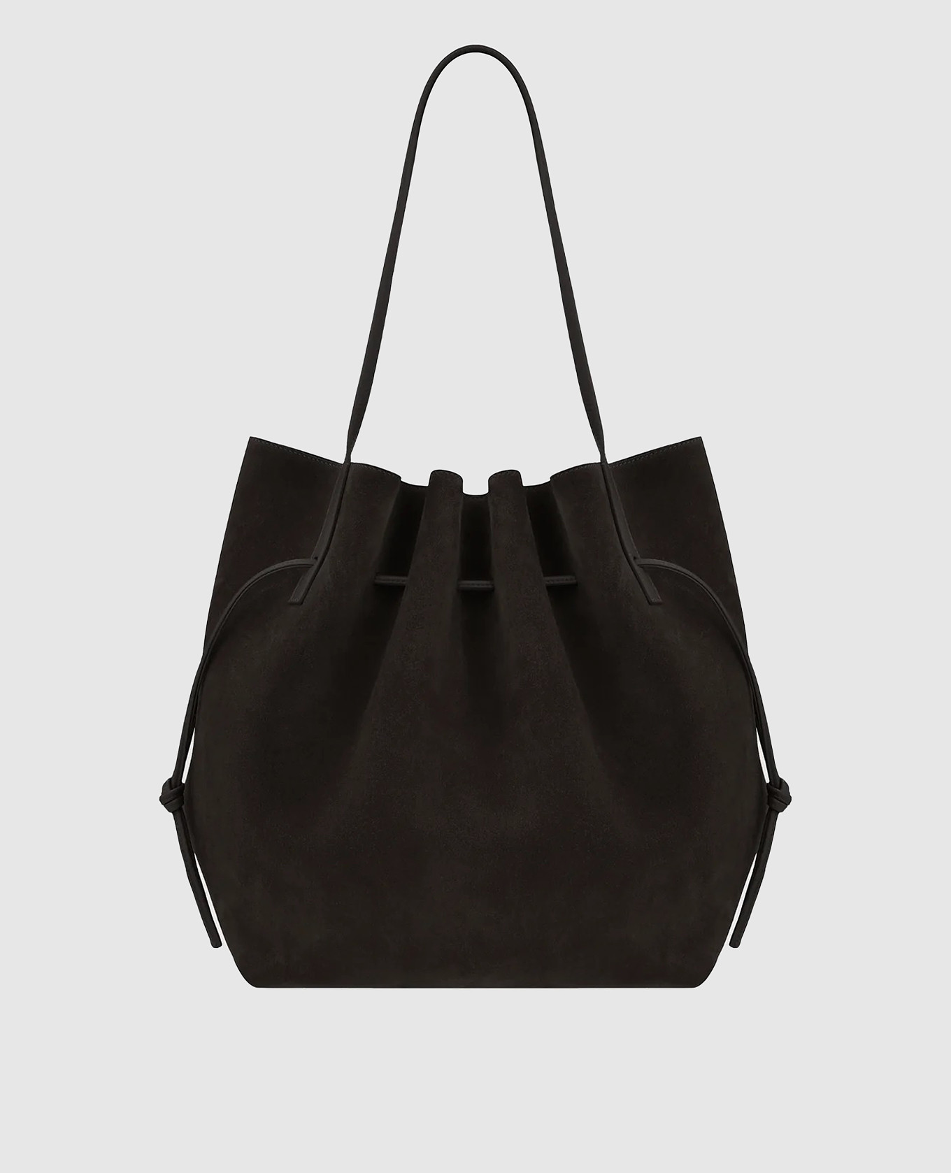 Dark brown suede Scallop tote bag
