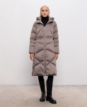 Be Florence Brown elongated down jacket with hood BE26110