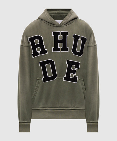Khaki hoodies with textured logo