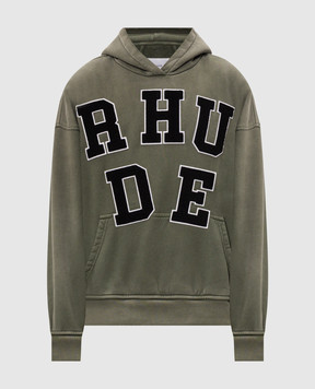 Rhude Khaki hoodies with textured logo RHPF26HO12012