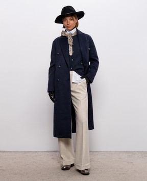 Brunello Cucinelli Navy double-breasted cashmere coat MD5039998