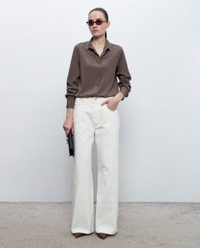 Peserico Brown silk blouse A0688207325